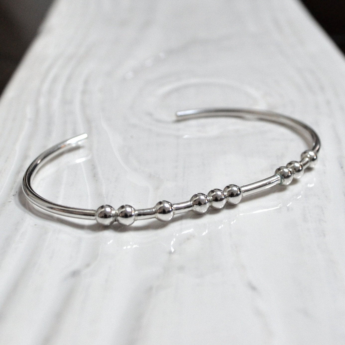 Custom morse code bracelet in silver