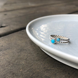 Different size Turquoise Sterling Silver Rings stacked - Trisha Flanagan