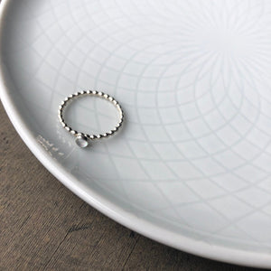 Mini White Manmade Simulated Opal Stacking Ring top view - Trisha Flanagan