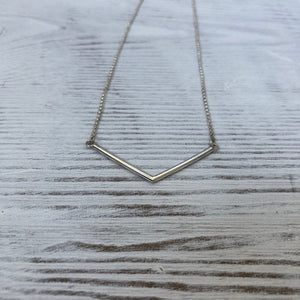 Silver Chevron Bar Necklace