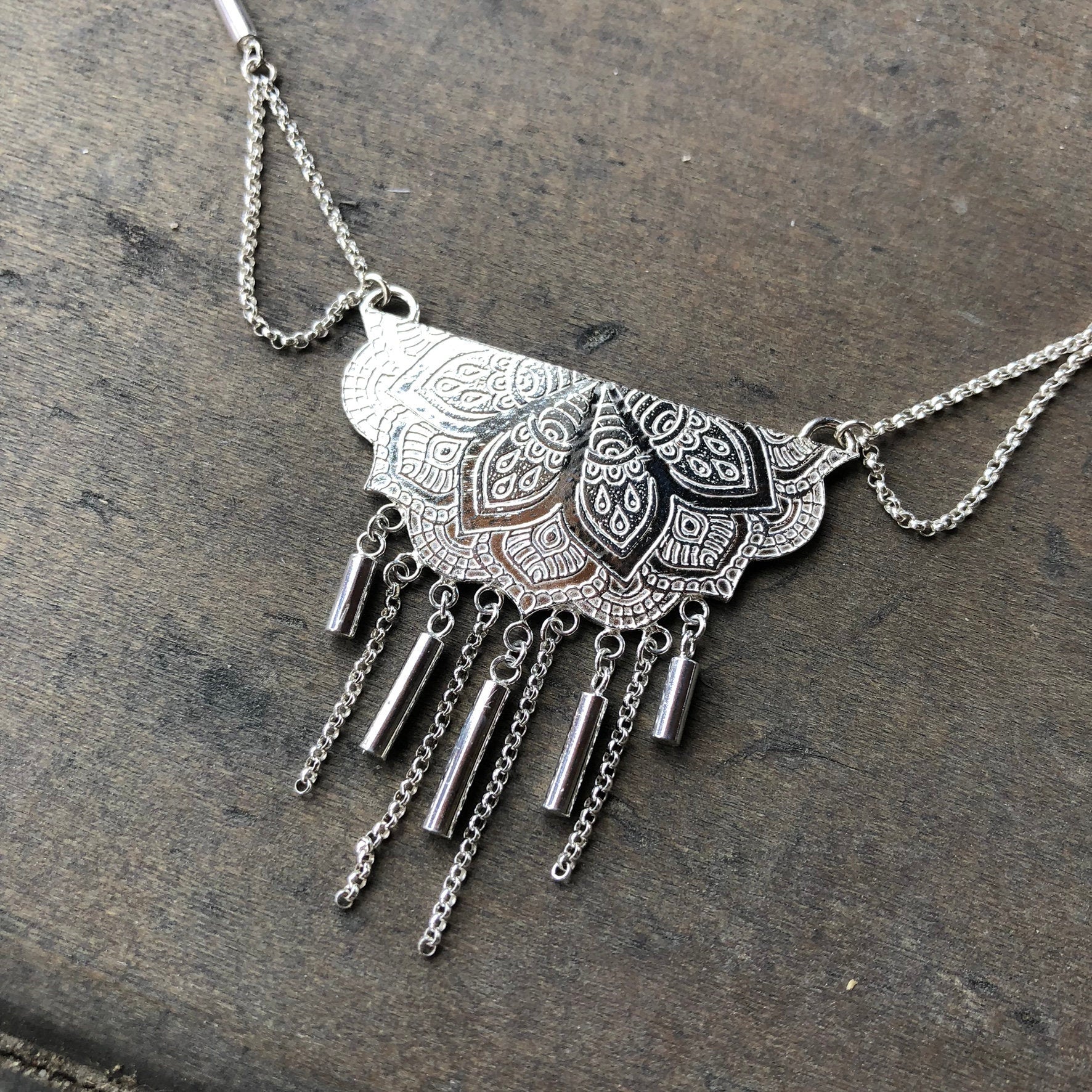 Silver Chain Mandala Necklace