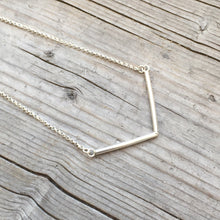 Load image into Gallery viewer, Silver Chevron Bar Necklace