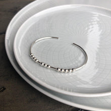 Load image into Gallery viewer, Silver BREATHE Morse Code Bangle