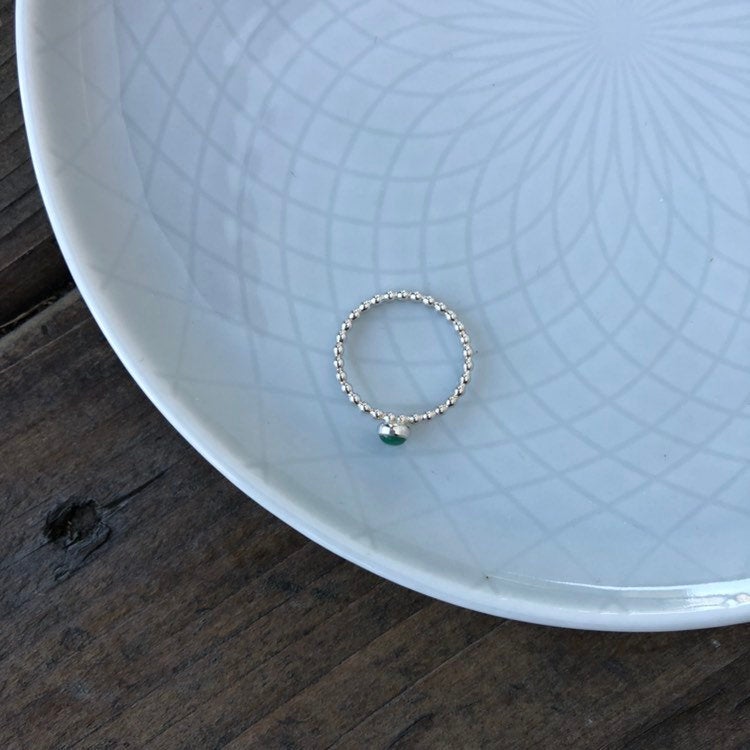 Small Emerald Sterling Silver Ring top view - Trisha Flanagan