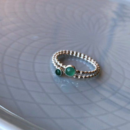 Different sized Emerald Silver Stacking Rings - Trisha Flanagan
