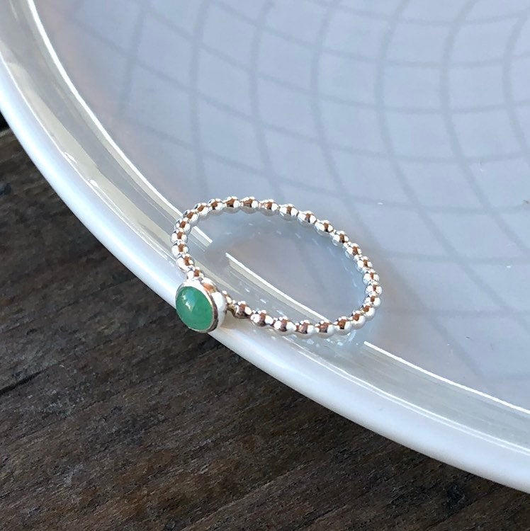 Small Emerald Sterling Silver Ring - Trisha Flanagan