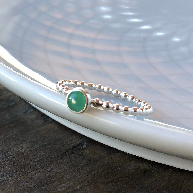 Small Emerald Sterling Silver Ring - Trisha Flanagan