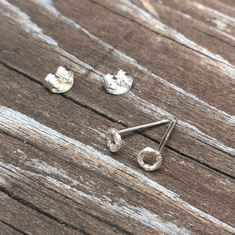 Micro Textured Circle Studs Earrings - Trisha Flanagan
