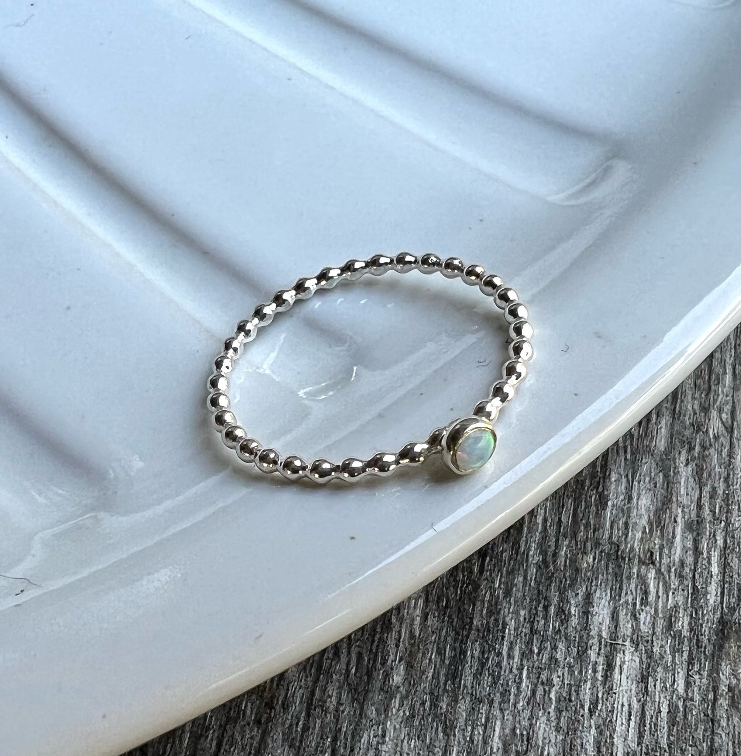 Mini Manmade Simulated Opal Stacking Ring - Trisha Flanagan